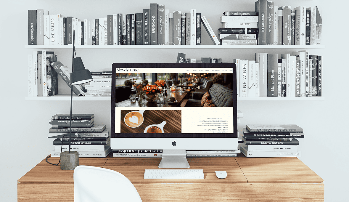 Slowlytimeカフェサイトモックアップ